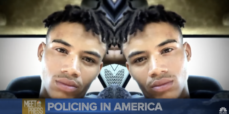Meet the Press - Policing in America - YouTube video screenshot showing Anton Black's face mirrored.