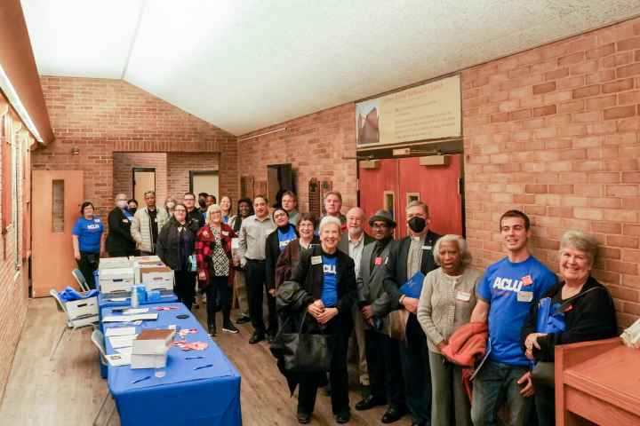 Group photo of ACLU of Maryland staff and advocates from across the state at the Lobby Day event on February 20, 2023.