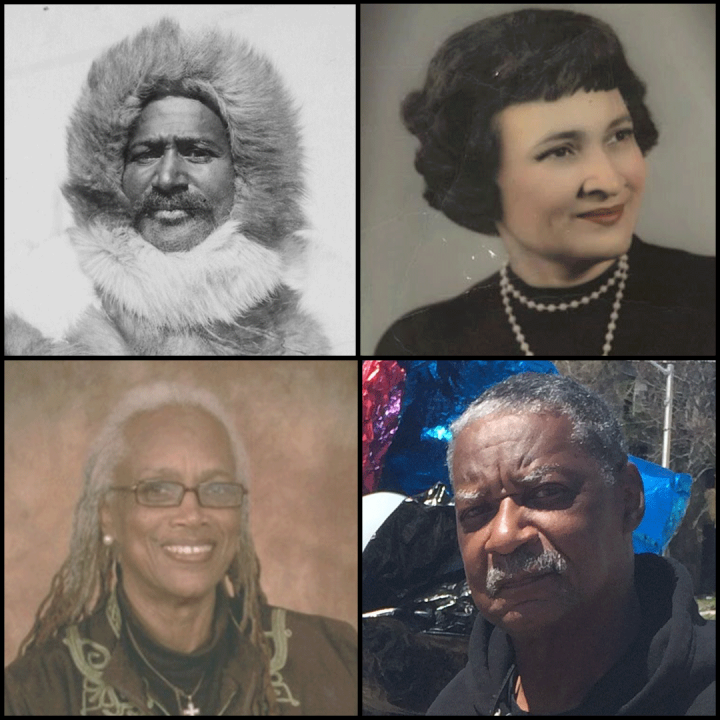 A grid of four Black Marylander heroes, Matthew Henson, Mamie Todd, Enez Grubb, and Eddie Conway.
