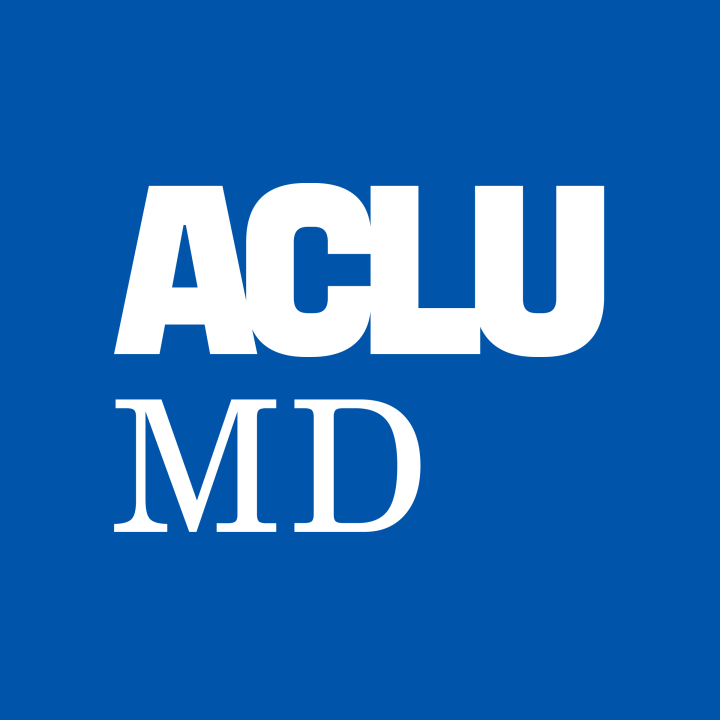 ACLU MD logo white on blue background