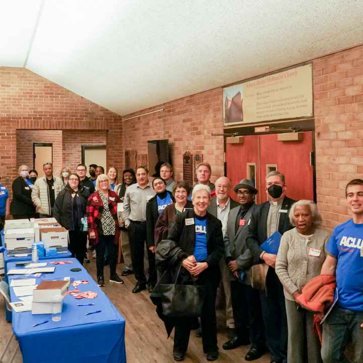 Group photo of ACLU of Maryland staff and advocates from across the state at the Lobby Day event on February 20, 2023.
