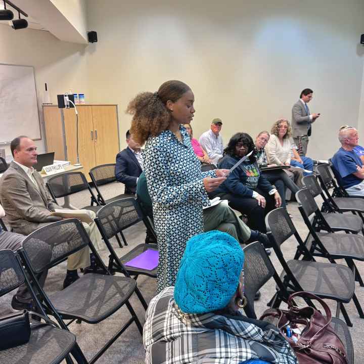 Veronica Dunlap testifies at a Baltimore County hearing on Council expansion.